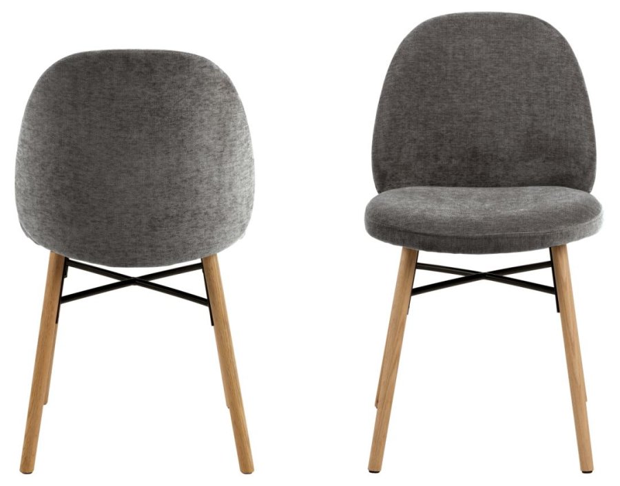 ACT NORDIC Sophia spisebordsstol - mrkegr stof og mat natur egetr