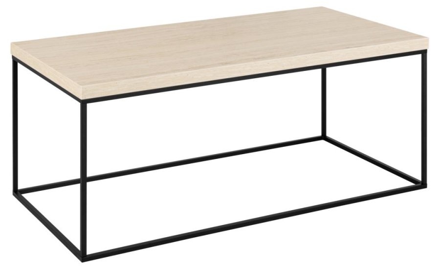 ACT NORDIC Barossa sofabord, rektangulr - travertin ru melamin og sort stl (110x55)