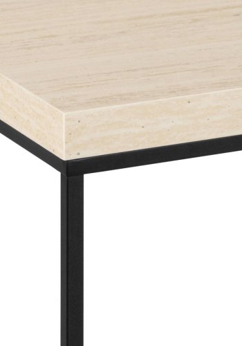 ACT NORDIC Barossa sofabord, rektangulr - travertin ru melamin og sort stl (110x55)