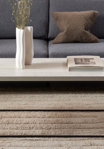 ACT NORDIC Barossa sofabord, rektangulr - travertin ru melamin og sort stl (110x55)