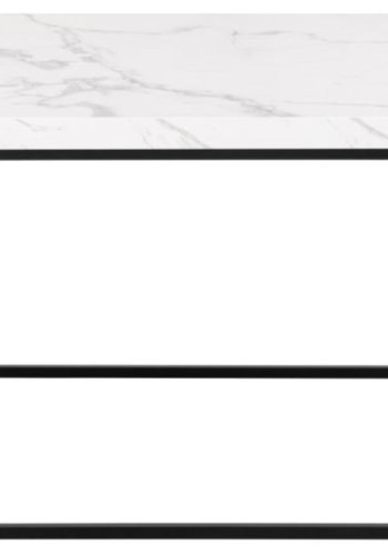 ACT NORDIC Barossa sofabord, rektangulr - hvid marmor Carrara ru melamin og sort stl (110x55)