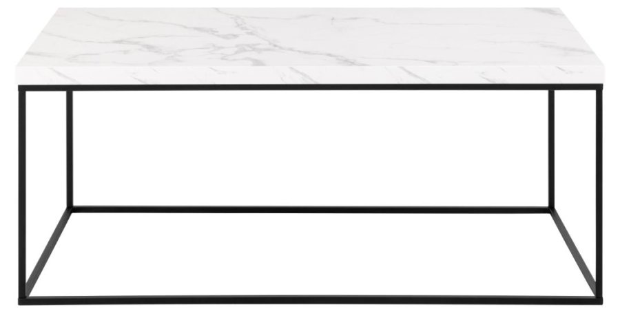 ACT NORDIC Barossa sofabord, rektangulr - hvid marmor Carrara ru melamin og sort stl (110x55)