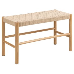 ACT NORDIC Alvin bnk, m. vvet mnster, rektangulr - off white papirflet og natur fyrretr (80x35)