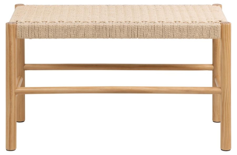 ACT NORDIC Alvin bnk, m. vvet mnster, rektangulr - off white papirflet og natur fyrretr (80x35)