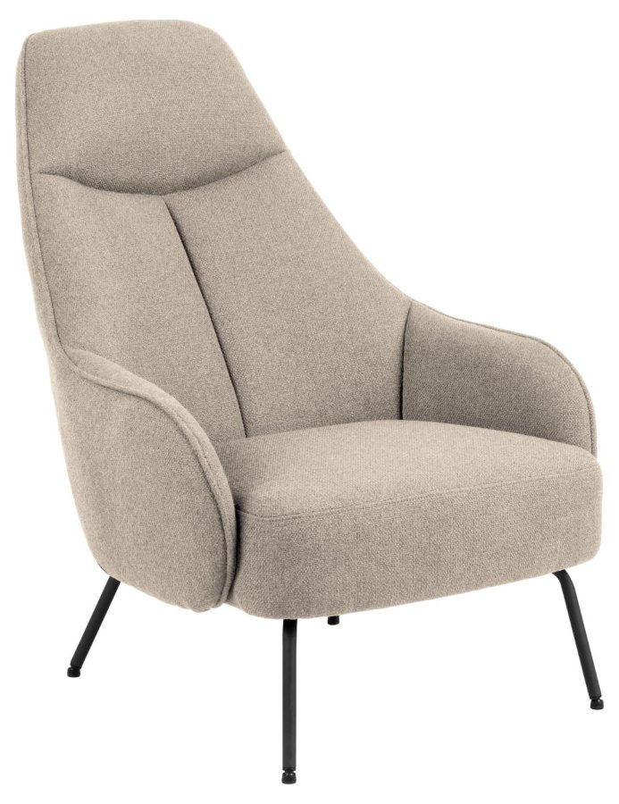 ACT NORDIC Texas hvilestol, m. armln og posefjedre - beige stof og sort stl