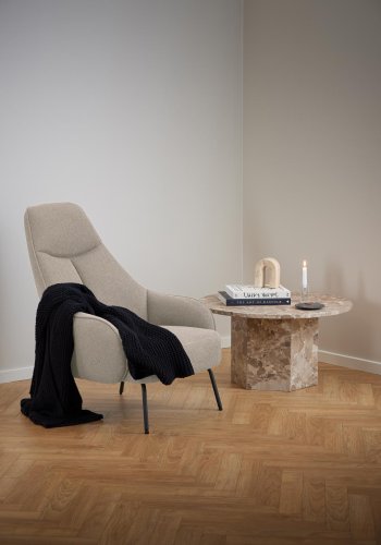 ACT NORDIC Texas hvilestol, m. armln og posefjedre - beige stof og sort stl