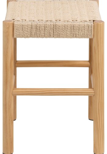 ACT NORDIC Alvin skammel, m. vvet mnster - off white papirflet og natur fyrretr (35x35)