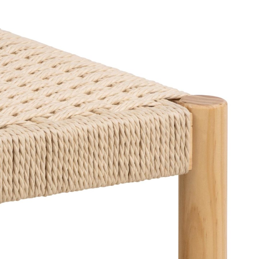 ACT NORDIC Alvin skammel, m. vvet mnster - off white papirflet og natur fyrretr (35x35)