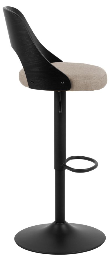 ACT NORDIC Lucy barstol, m. rygln, fodsttte, drejefunktion - sand stof og sort egefiner/stl