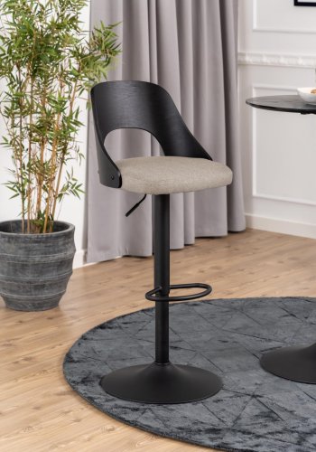 ACT NORDIC Lucy barstol, m. rygln, fodsttte, drejefunktion - sand stof og sort egefiner/stl
