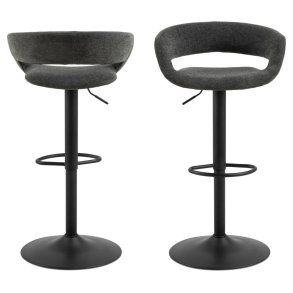 ACT NORDIC Grace barstol, m. rygln, armln, fodsttte, drejefunktion - mrkegr stof og sort stl