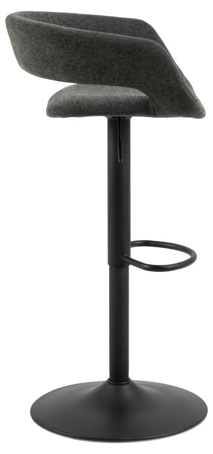 ACT NORDIC Grace barstol, m. rygln, armln, fodsttte, drejefunktion - mrkegr stof og sort stl