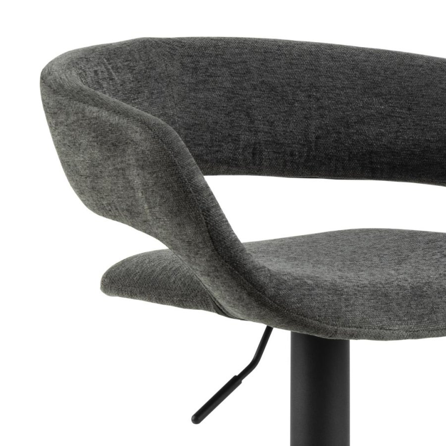 ACT NORDIC Grace barstol, m. rygln, armln, fodsttte, drejefunktion - mrkegr stof og sort stl