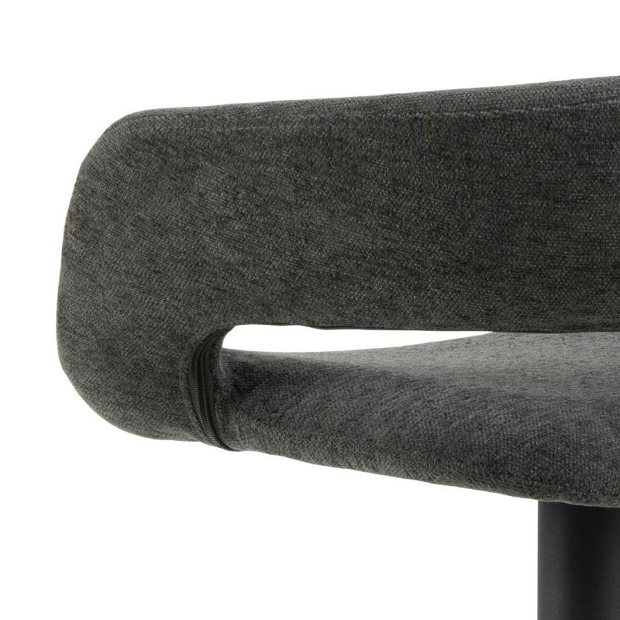 ACT NORDIC Grace barstol, m. rygln, armln, fodsttte, drejefunktion - mrkegr stof og sort stl