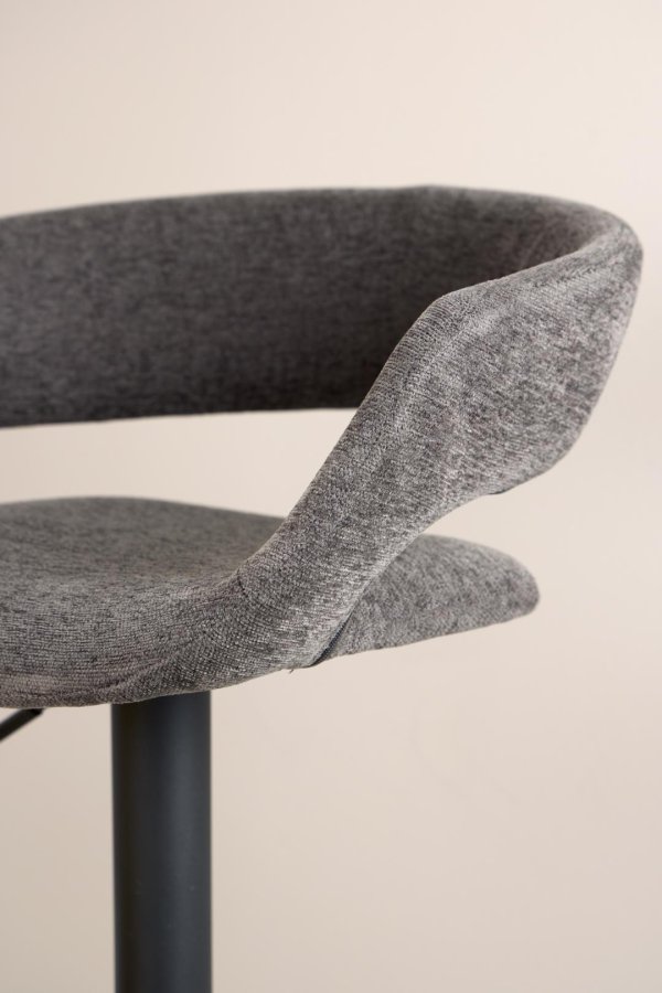 ACT NORDIC Grace barstol, m. rygln, armln, fodsttte, drejefunktion - mrkegr stof og sort stl