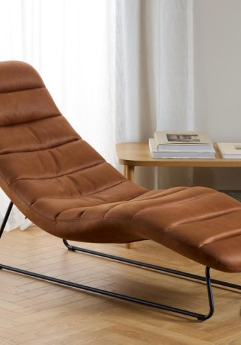 ACT NORDIC Chaplin chaiselong, m. horisontal syning - cognac mix stof og sort stl (63x156)