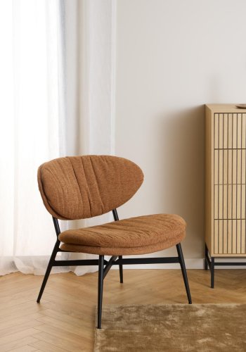ACT NORDIC Burma loungestol - terracotta stof og mat sort stl
