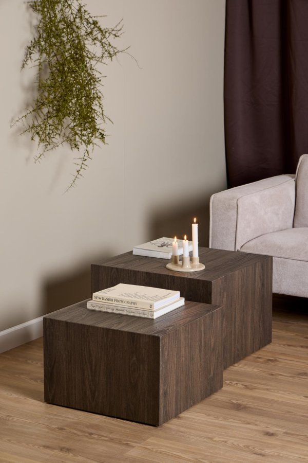 ACT NORDIC Dice sofabord, kvadratisk - ask rgfarvet ru papir (st af 2)