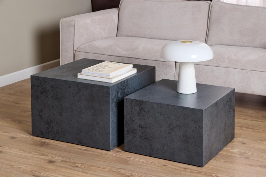 ACT NORDIC Dice sofabord, kvadratisk - sort Ocean ru papir (st af 2)