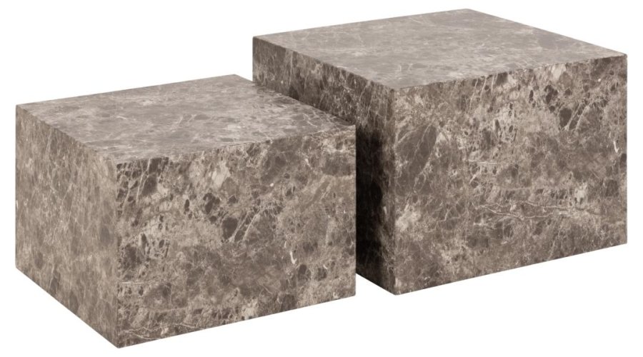 ACT NORDIC Dice sofabord, kvadratisk - lysebrun Emperador ru papir (st af 2)