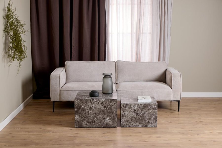 ACT NORDIC Dice sofabord, kvadratisk - lysebrun Emperador ru papir (st af 2)