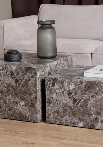 ACT NORDIC Dice sofabord, kvadratisk - lysebrun Emperador ru papir (st af 2)