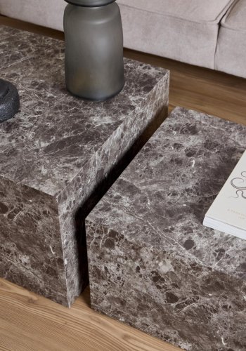 ACT NORDIC Dice sofabord, kvadratisk - lysebrun Emperador ru papir (st af 2)