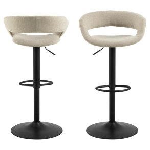 ACT NORDIC Grace barstol, m. rygln, armln, fodsttte, drejefunktion - sand stof og sort stl