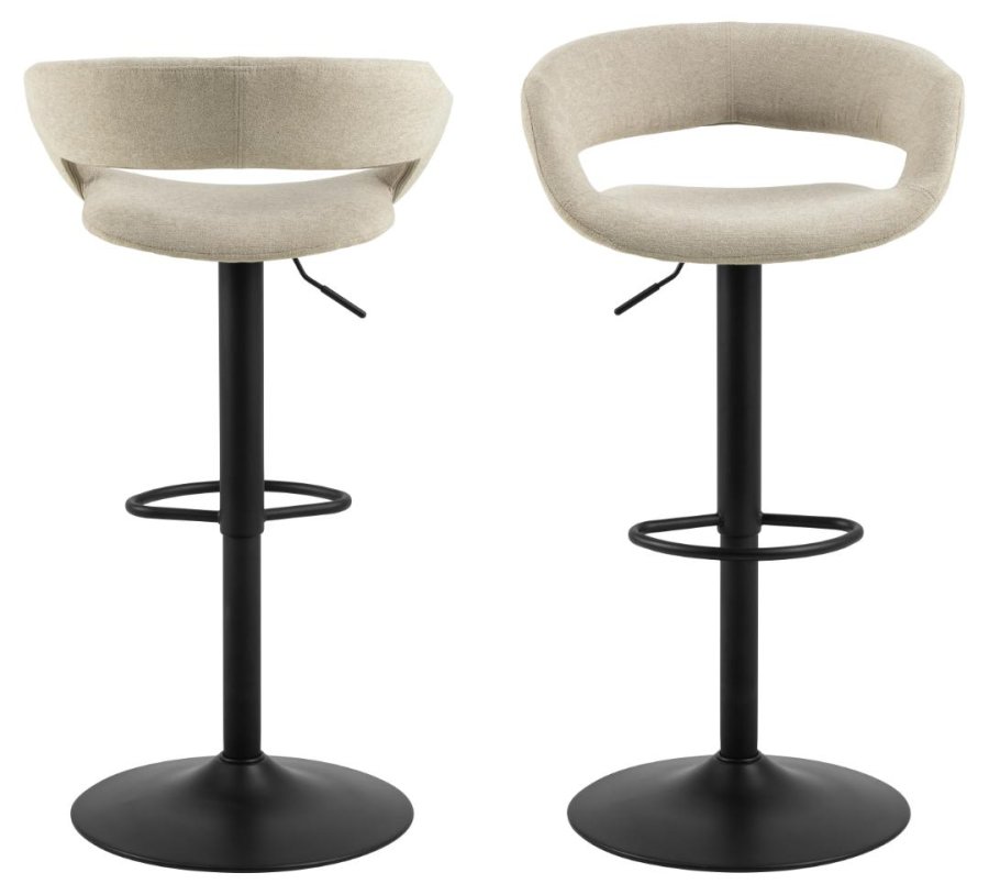 ACT NORDIC Grace barstol, m. rygln, armln, fodsttte, drejefunktion - sand stof og sort stl