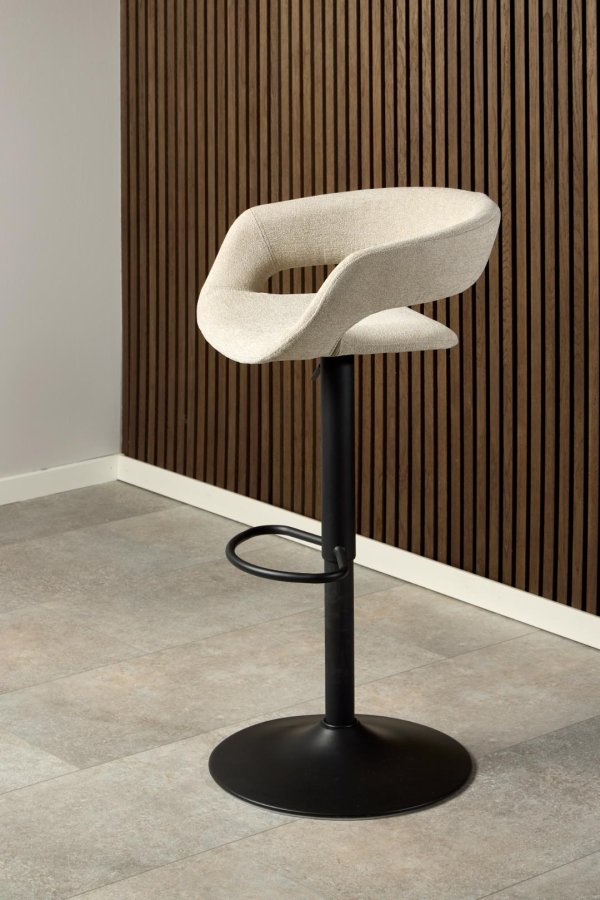 ACT NORDIC Grace barstol, m. rygln, armln, fodsttte, drejefunktion - sand stof og sort stl