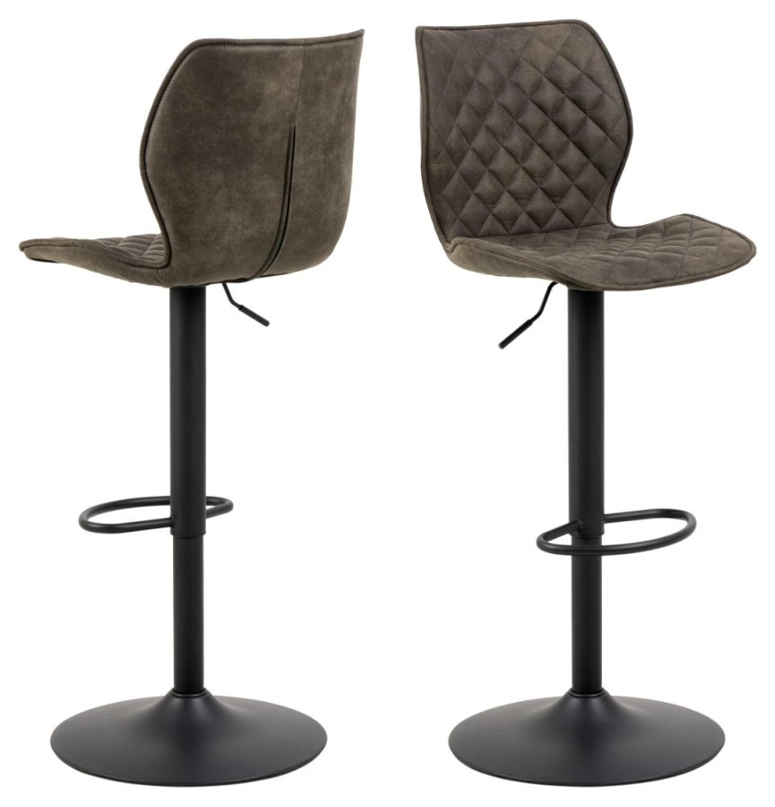 ACT NORDIC Naomi barstol, m. rygln, fodsttte og drejefunktion - antracitgr stof og sort stl