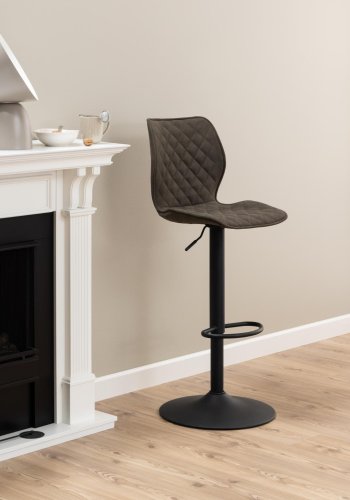 ACT NORDIC Naomi barstol, m. rygln, fodsttte og drejefunktion - antracitgr stof og sort stl