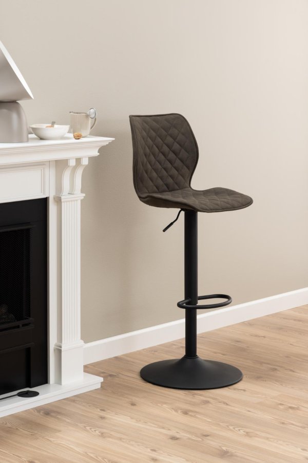 ACT NORDIC Naomi barstol, m. rygln, fodsttte og drejefunktion - antracitgr stof og sort stl