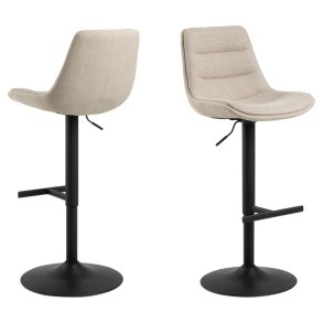 ACT NORDIC Adisa barstol, m. rygln, fodsttte, drejefunktion, gaspatron - beige stof og sort stl