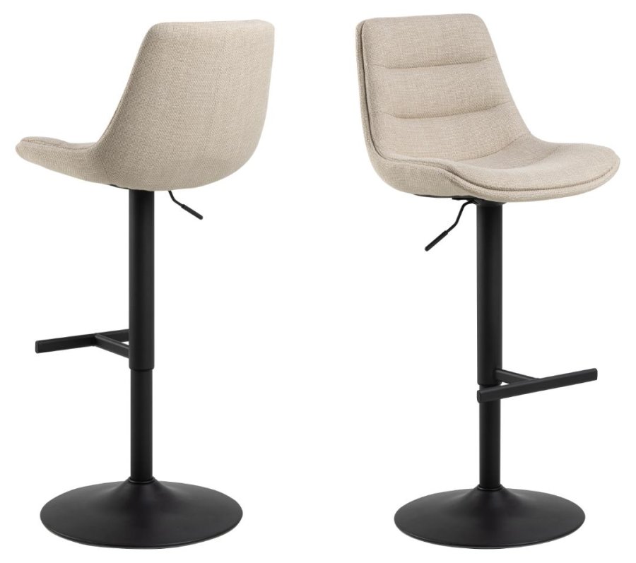 ACT NORDIC Adisa barstol, m. rygln, fodsttte, drejefunktion, gaspatron - beige stof og sort stl