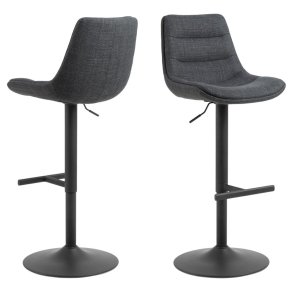 ACT NORDIC Adisa barstol, m. rygln, fodsttte, drejefunktion, gaspatron - mrkegr stof/sort stl