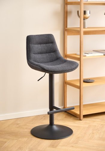 ACT NORDIC Adisa barstol, m. rygln, fodsttte, drejefunktion, gaspatron - mrkegr stof/sort stl