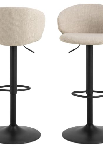 ACT NORDIC Ella barstol, m. rygln, armln, fodsttte og drejefunktion - beige stof og sort stl