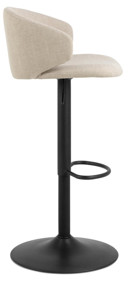 ACT NORDIC Ella barstol, m. rygln, armln, fodsttte og drejefunktion - beige stof og sort stl