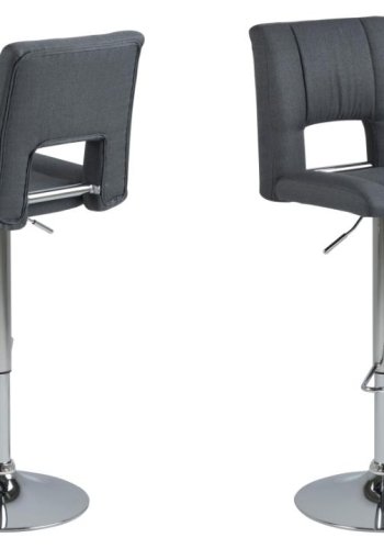 ACT NORDIC Sylvia barstol, m. rygln, fodsttte, drejefunktion, gaspatron - mrkegr stof/krom stl