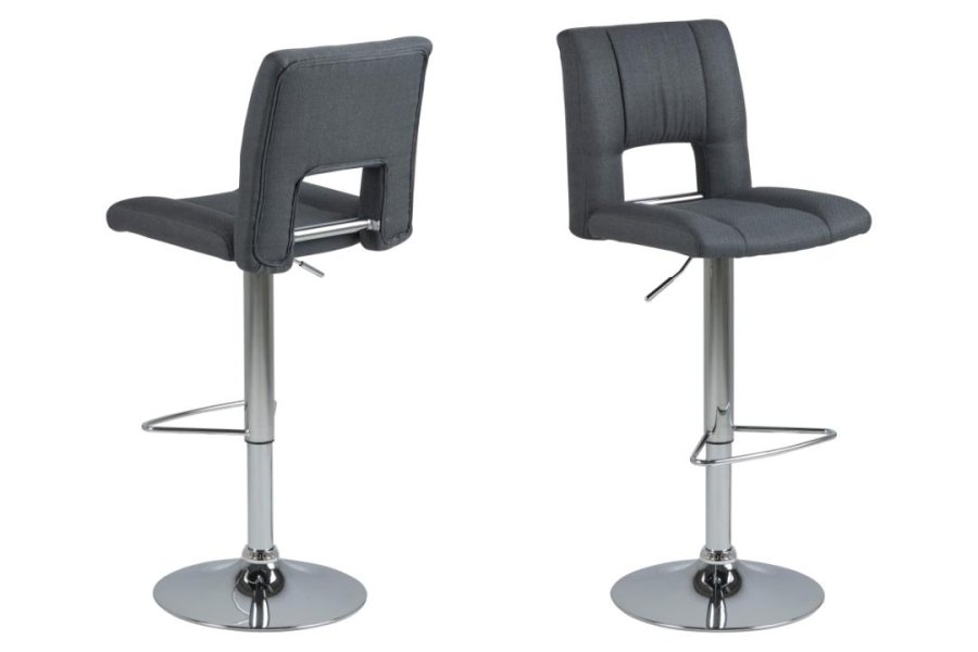 ACT NORDIC Sylvia barstol, m. rygln, fodsttte, drejefunktion, gaspatron - mrkegr stof/krom stl