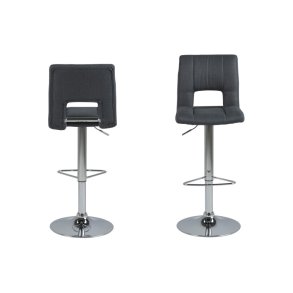 ACT NORDIC Sylvia barstol, m. rygln, fodsttte, drejefunktion, gaspatron - mrkegr stof/krom stl