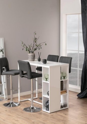 ACT NORDIC Sylvia barstol, m. rygln, fodsttte, drejefunktion, gaspatron - mrkegr stof/krom stl