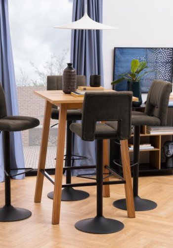 ACT NORDIC Sylvia barstol, m. rygln, fodsttte, drejefunktion, gaspatron - antracit stof/sort stl