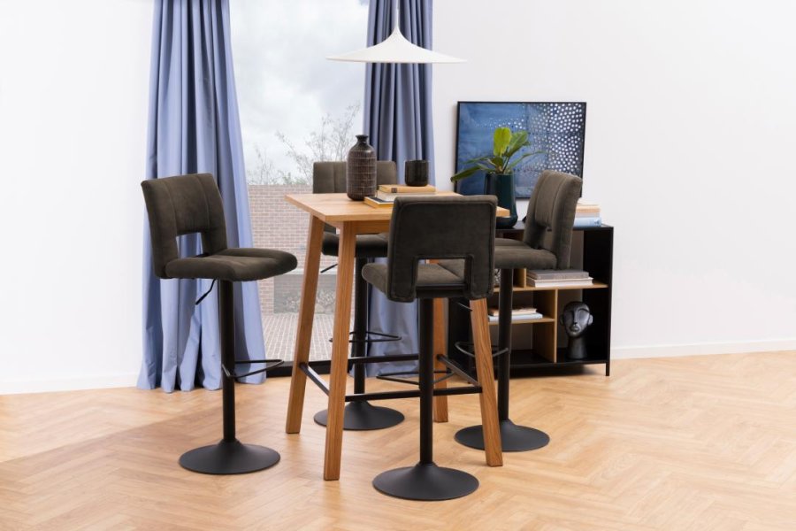 ACT NORDIC Sylvia barstol, m. rygln, fodsttte, drejefunktion, gaspatron - antracit stof/sort stl