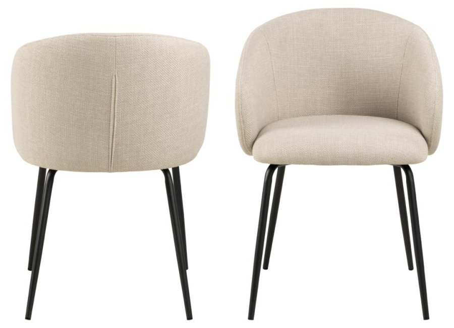 ACT NORDIC Eleanor spisebordsstol, m. armln - beige stof og sort stl