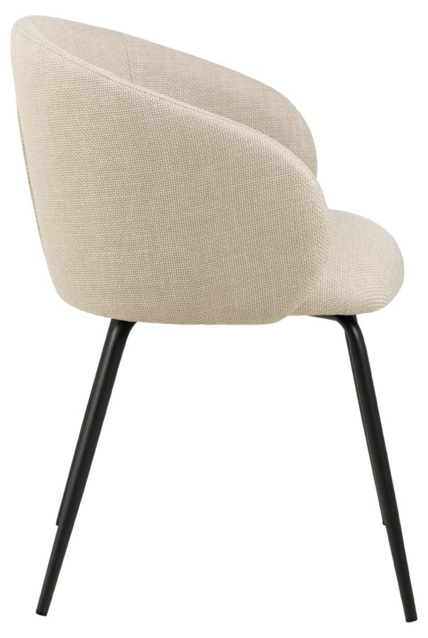 ACT NORDIC Eleanor spisebordsstol, m. armln - beige stof og sort stl