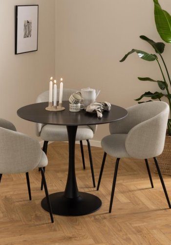 ACT NORDIC Eleanor spisebordsstol, m. armln - beige stof og sort stl