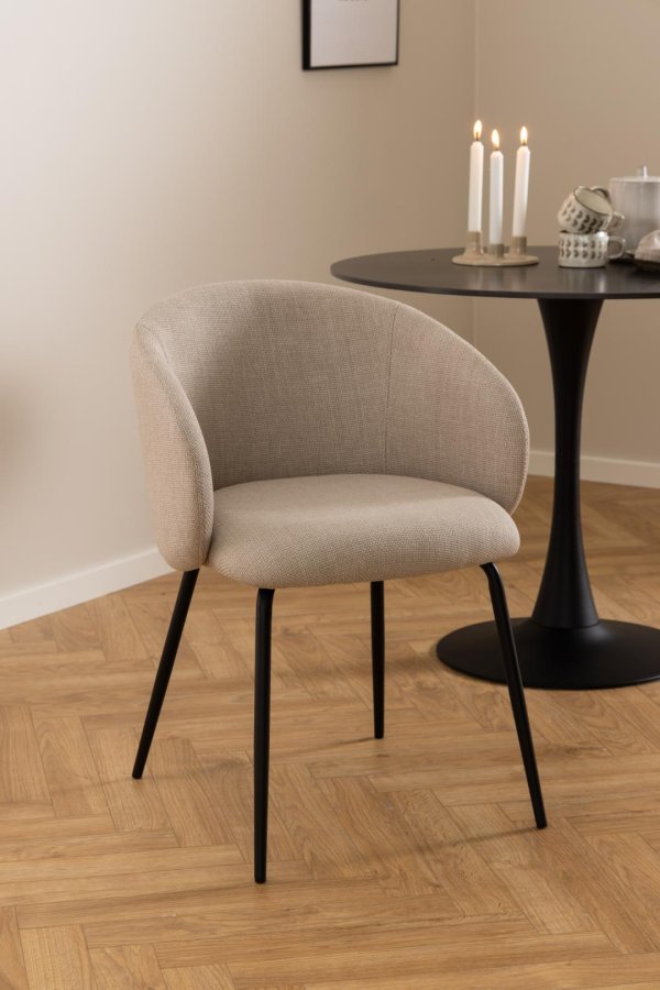 ACT NORDIC Eleanor spisebordsstol, m. armln - beige stof og sort stl