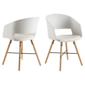 ACT NORDIC I_Luna spisebordsstol, m. armln, hvid PU, mat hvid polypropylen og mat bg